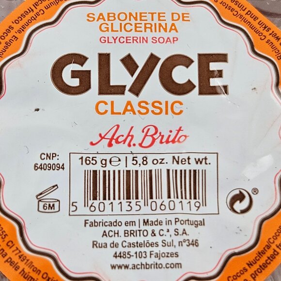 Glyce Classic Glycerin Soap By Ach Brito 165g  5.8 Oz Pack Of 3 Made In Portugal - Picture 3 of 7